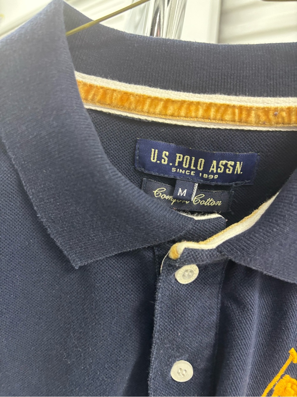 U.S. Polo Assn. Navy Polo with Gold Contrast Trim